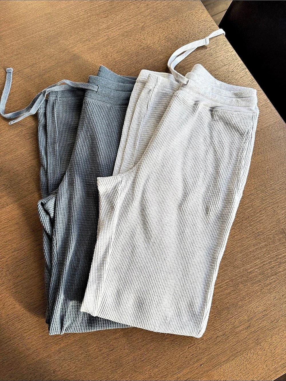 2 pairs of Tna Waffle Pant Ribbed Straight-Leg Pants Gray & light gray Size 2XS